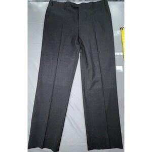Zanella Dress Pants Mens 40 Gray Wool Check Devon Flat Front Lined Italy